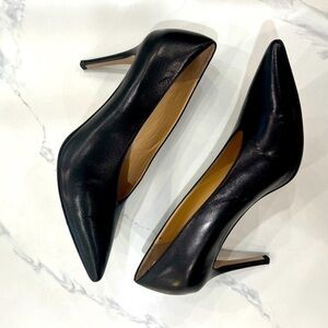 275 CENTRAL Black classic leather pointy toe pumps size 39.5
